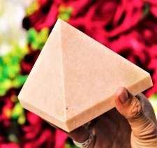 Huge 100MM Natural Peach Moonstone Chakra Stone Metaphysical Healing Pyramid