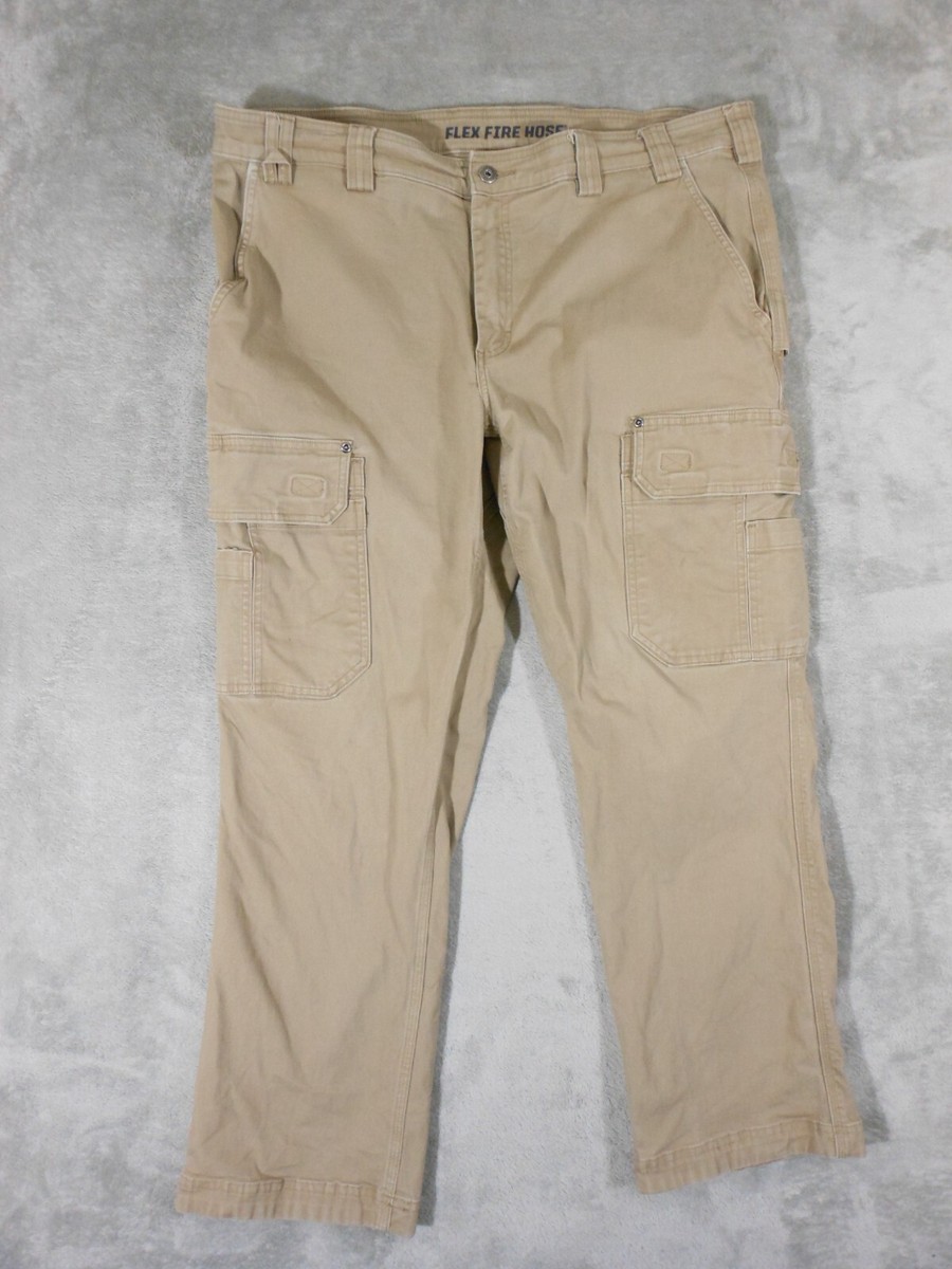 Duluth Pants Flex Fire Hose Mens 42x30 Slim Fit Cargo Beige Canvas