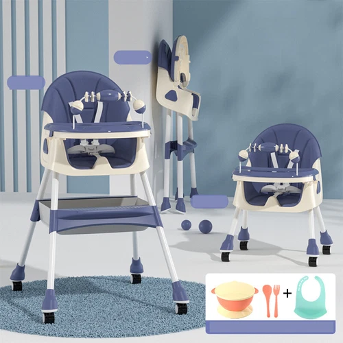 4in1 Adjustable Baby Highchair Infant foldable Feeding Toddler Table Chair Blue - Picture 2 of 5