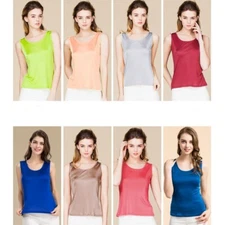 Women Mulberry Silk Camisole Sleeveless Shirt Scoop Neck Knit Silk Tank Silk Top