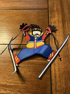 Skiier Spread Eagle Retro Skiing Patch 8 inch by 8 inch