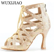 Woman Latin Dance Shoes High Heels Salsa Training Shoes Stage Party Soft Bottom