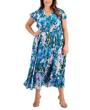 Taylor Plus Size Printed Jacquard V-N Purpleturq 22W