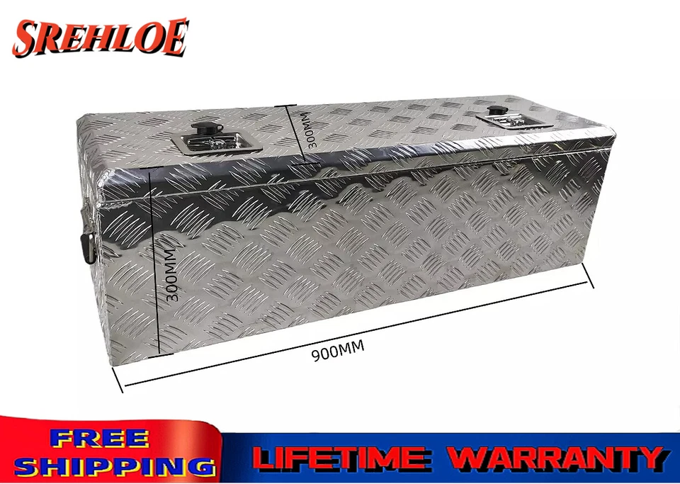 36"X12"X12"铝制工具箱卡车皮卡拖车存储带锁 — 第 2/4 张图片