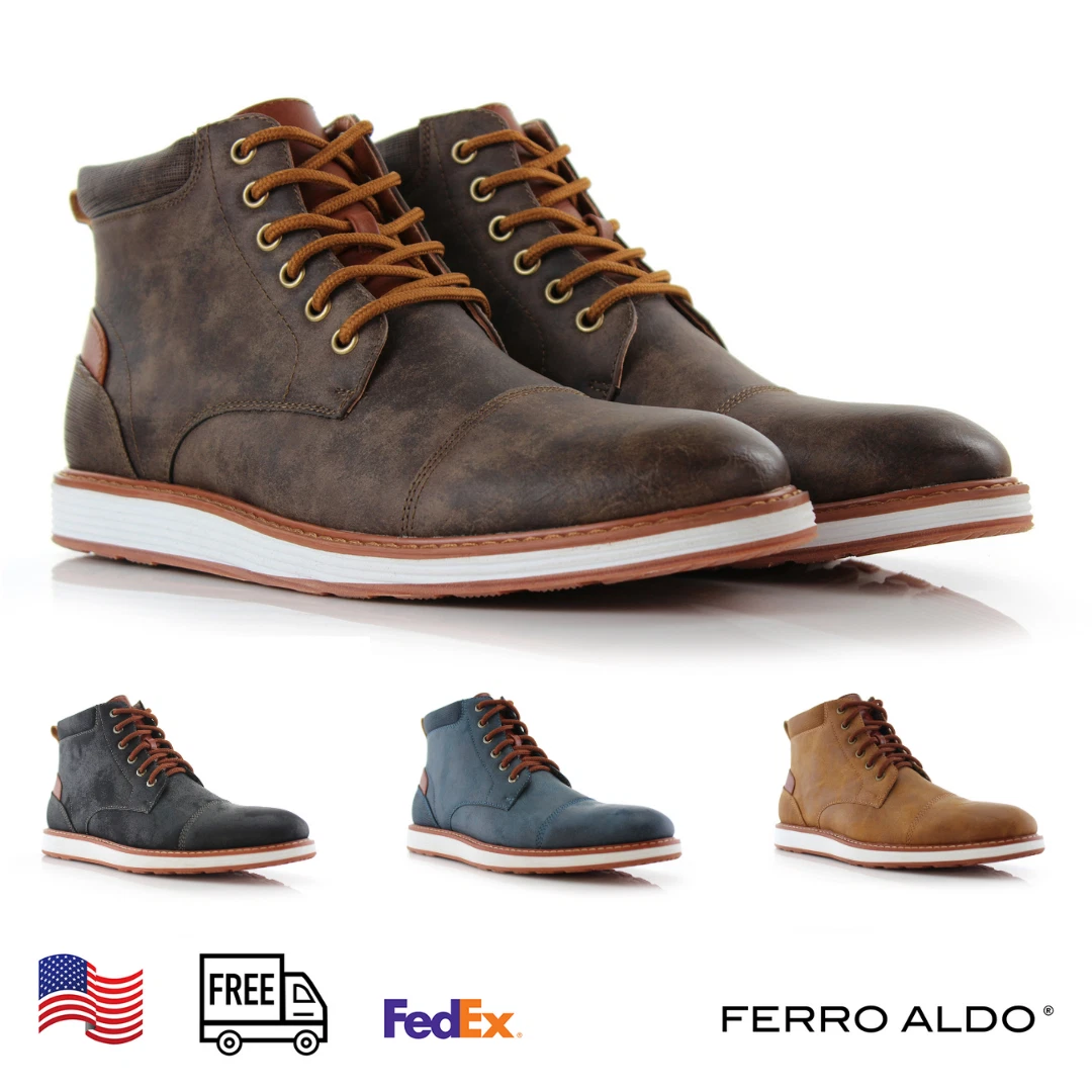 Ferro Aldo Men Leather Walking Chukka Sneaker Fashion Shoes | eBay