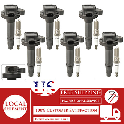 UF553 6Pcs Ignition Coil and Iridium Spark Plug For 2008-2015 Ford Taurus 3.5L