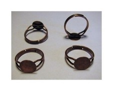 25 Antique COPPER Adjustable RING BLANKS 10mm pad ~NICE