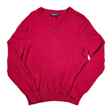 Express Design Studio Italian Merino Wool Sweater Mens Size Medium Red V-Neck