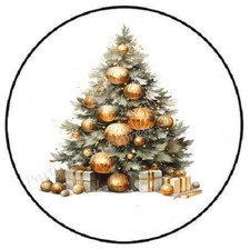 GOLD CHRISTMAS TREE ENVELOPE SEALS LABELS STICKERS PARTY FAVORS