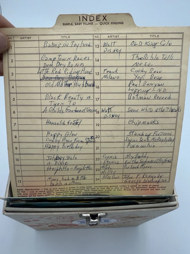 Винтажная коробка из 40 детских записей 45 об/мин с футляром и карточкой-указателем очень хорошая!! - Изображение 4 из 4