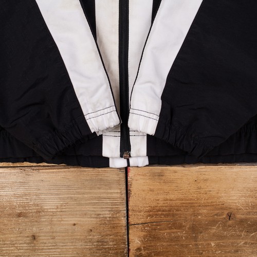 Vintage Russell Athletic Windbreaker Jacket M Striped Black Zip - Picture 6 of 7
