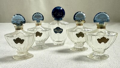 Set Of 5 Empty Shalimar Glass Bottles Guerlain Paris