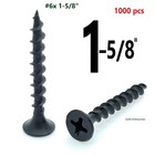Phillps Bugle Head #6 X 1-5/8" Drywall Screw Coarse Thread Black Phos (1000 pcs)