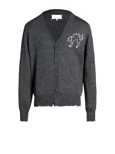 Maison Margiela Line 4 Grey Mohair Wool Cardigan Sweater 4-Stitch