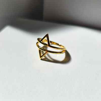 Triangle Trendy Vermeil Dainty  925 Sterling Silver Minimalist Gold Plated Ring