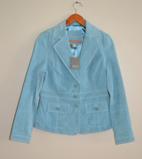 Madison Nwt Blue Turquoise Button Suede Leather Jacket, Womens Size 8