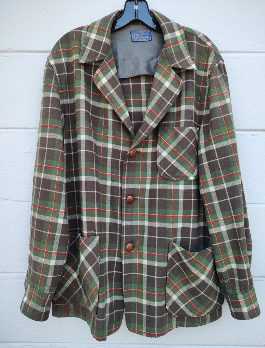 Pendleton Topster Blazer Jacket vintage 1950’s SZ L Green Plaid