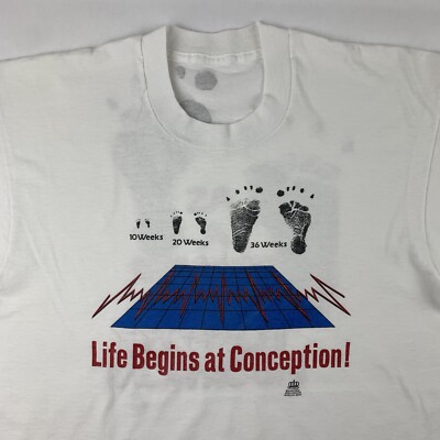 VTG 90s Life Beings At Conception Pro-Choice T-Shirt Adult Medium Child Abortion