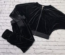 Vintage Y2K Juicy Couture Black Bling Sparkle Velour 2 Piece Tracksuit Sz Large
