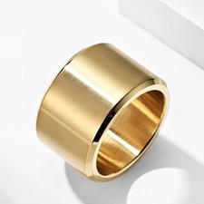 Wide Band Ring for Men Women Stainless Steel Cool Plain Matte Finish Flat Top