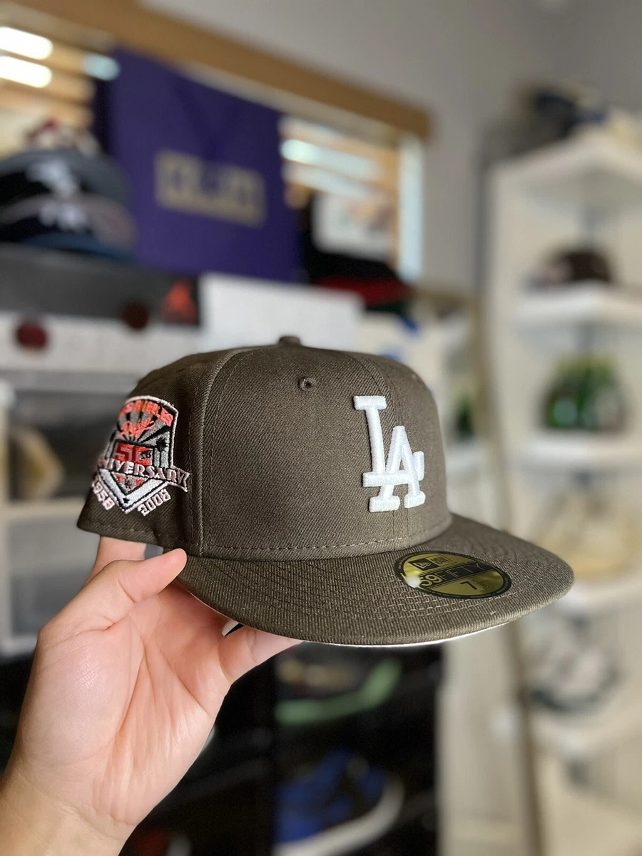 Los Angeles Dodgers Hat 7-1/2 New Era 59FIFTY Fitted Cap Brown