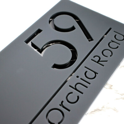 Türschild Hausnummern Lasercut matt grau individuell Hausnummern Adressschild