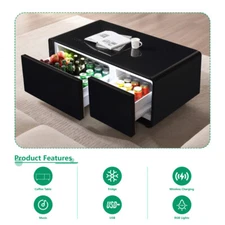 Modern Smart Coffee Table Built-in Fridge Bluetooth Speaker Touch Control Panel