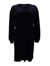 DKNY Women's Velvet Bubble-Sleeve Dress (S, Black)