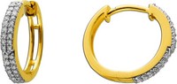 Diamant Creolen 13Mm Gold 585 14K Diamanten 0.18Ct