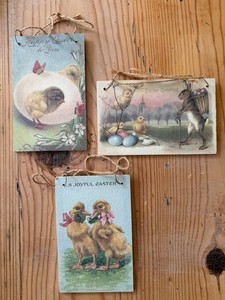 Set/3 Vintage Retro Style Easter  Decorative Bunnies Chicks Eggs Spring Decor