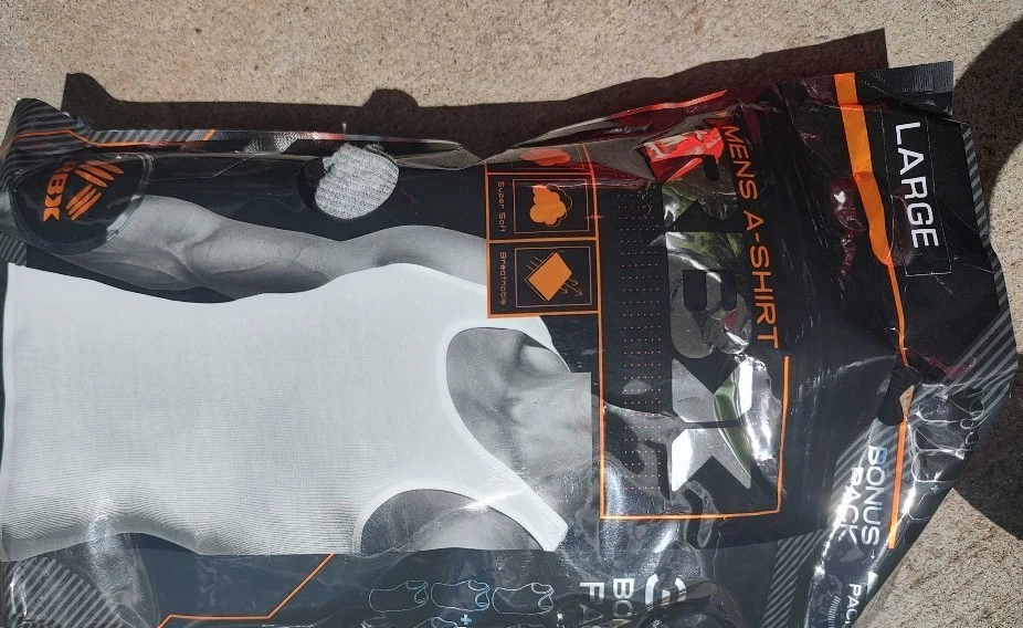 Paquete de 5 camisetas sin mangas acanaladas blancas/negras/grises RBX para hombre talla L- Foto 2 de 2