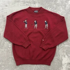 Mcbrair Sweater Mens Large Red  Embroidered Conoco Golf Crew Neck Pullover USA