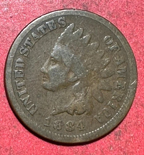 1884 US Indian Head Cent! Good/VG! Lower Mintage! Old US Coin!