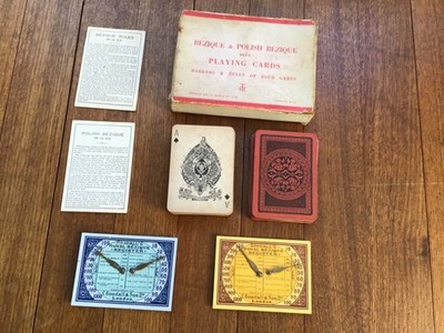 Vintage 20er Jahre Bezique Kartenspiel De La Rue / Goodall Karten und Marker komplett