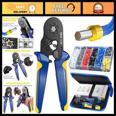 Crimping Tool Kit with 1900PCS Wire Connectors, Self-Adjustable Ratchet AWG23-10