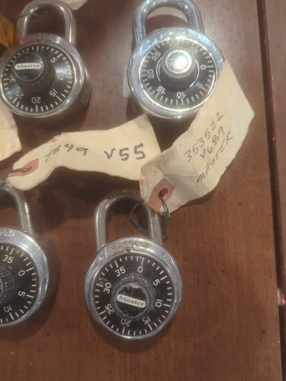 Set of 6 Vtg Master Lock Combination Padlock Black  Dial w/Code Work