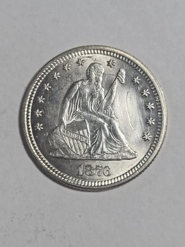 1876-S Seated Liberty Quarter,  AU Details Scratched # 1477