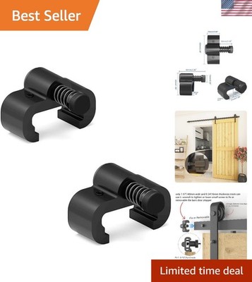 Barn Door Stopper Metal Black 2PCS Adjustable Fit 1.57 Inch Track Sliding Doo...