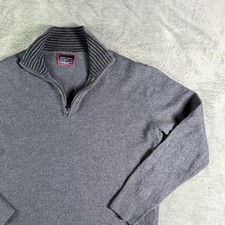 UNTUCKit Men's Medium Gray 100 Extra Fine Merino Wool Quarter Zip Sweater