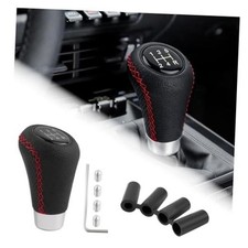 Car Gear Shift Knob,Leather 5 Speed Manual Gear Shifter Knobs with Black/Red