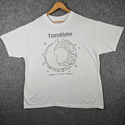 Vintage Transitions Lenses T Shirt Mens XL White Celestial Sun Moon Graphic 90s