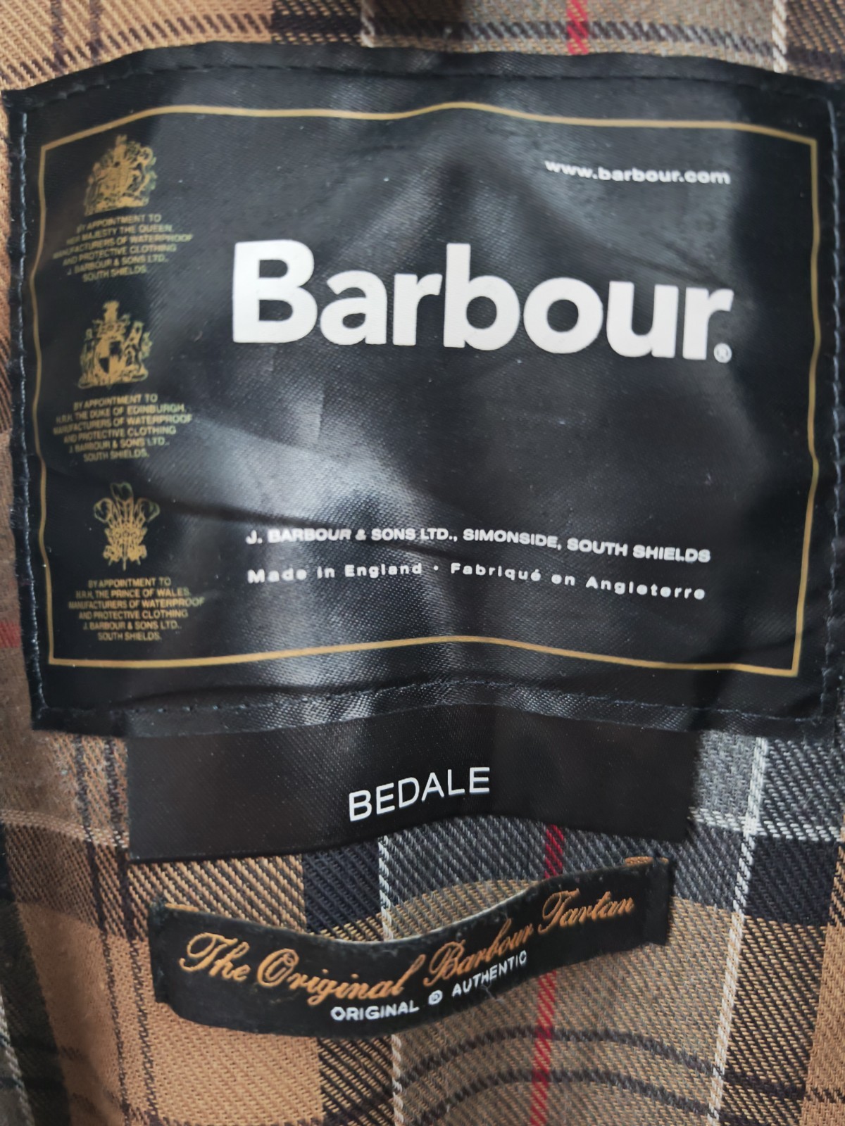 ​Barbour Bedale Waxed Jacket Navy C38 Medium Mens Wax Cotton Coat Tartan image 4