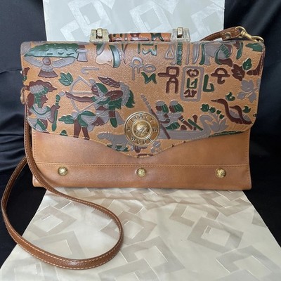 Vintage Stamped Leather Egyptian Design Handbag ~ Italy ~ J W Mode