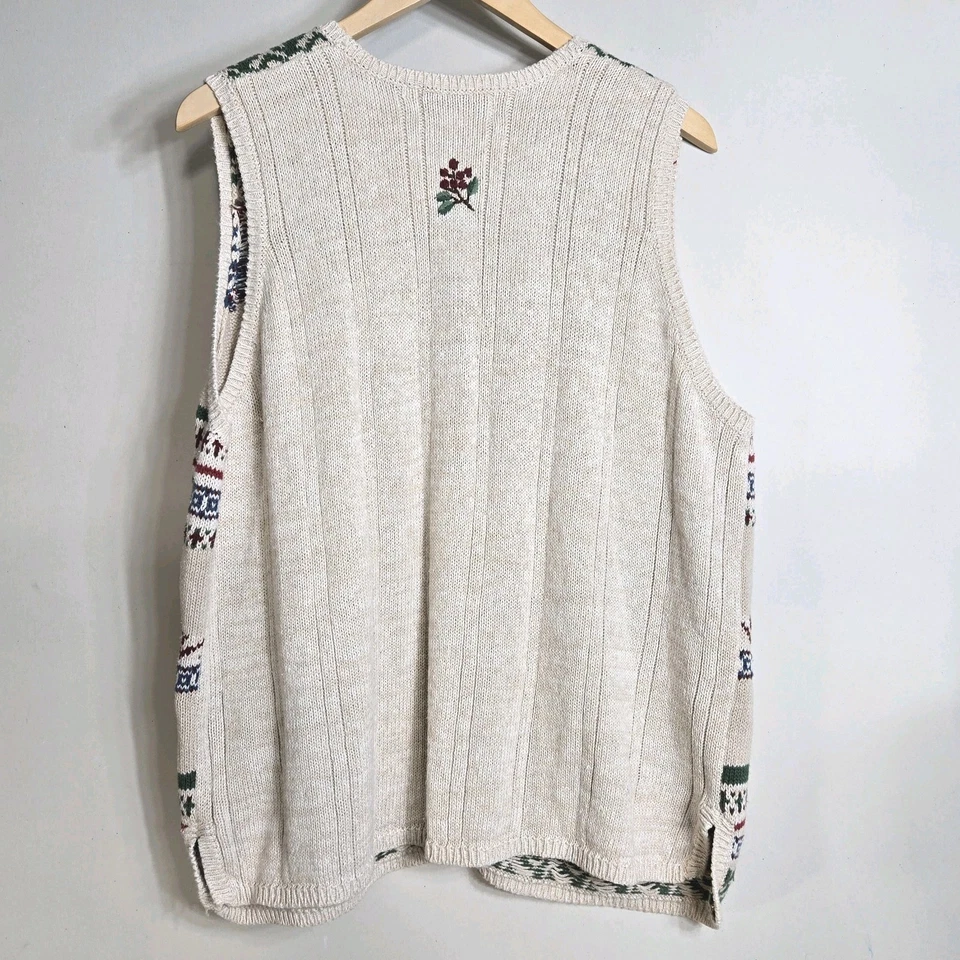 Chaleco Suéter Jantzen Bordado a Mano De Colección Para Mujer Talla 3X Abuela Cottagecore Foto 2 de 4