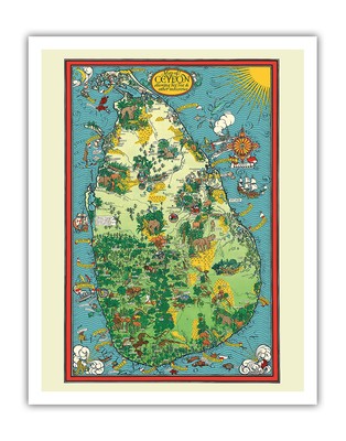 Sri Lanka - Ceylon Tea - Vintage Pictorial Map by MacDonald (Max) Gill 1933