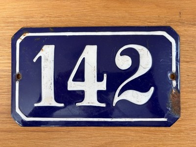 Antique Blue Enamel Sign No 142 House Sign Antique Collectors Enamel Sign
