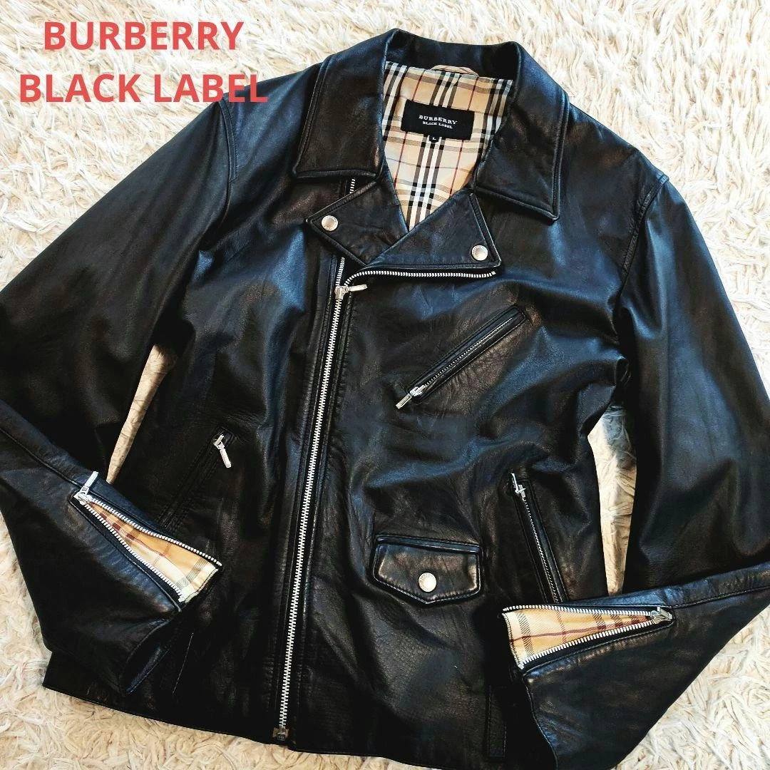 Giacca pelle BURBERRY BLACK LABEL doppio pilota Nova check uomo #ED ZHA