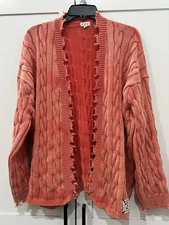 POL Women's Coral Cable Knit cardigan Sweater size large