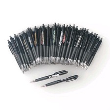 100 Misprint Rubber Grip Click Pens MARDI GRAS Hub Pen Bulk Lot BLACK