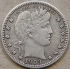 1903-S Barber Quarter 25c Borderline XF as Pictured L3-1